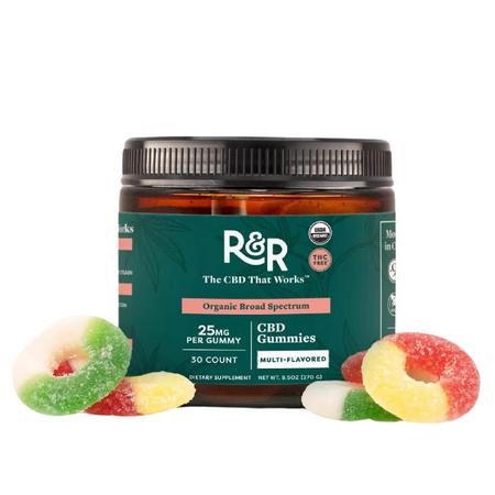 R&R CBD Gummies products on white background