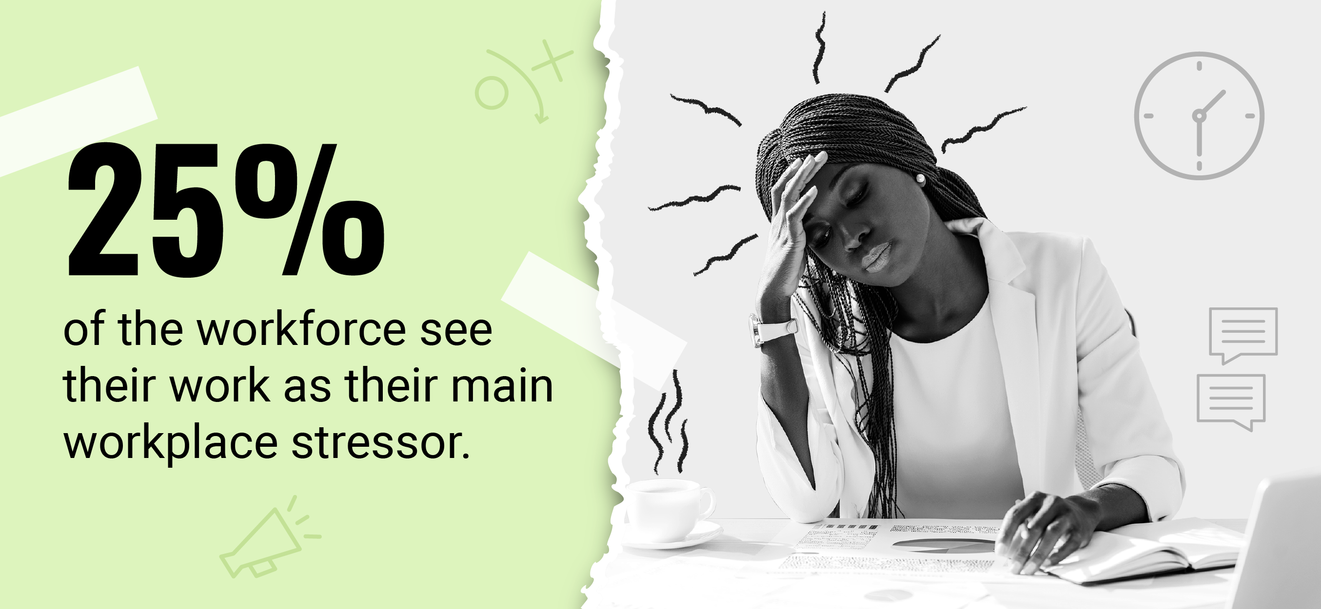 Call out text box saying 25% of workers see their work as the main workplace stressor.