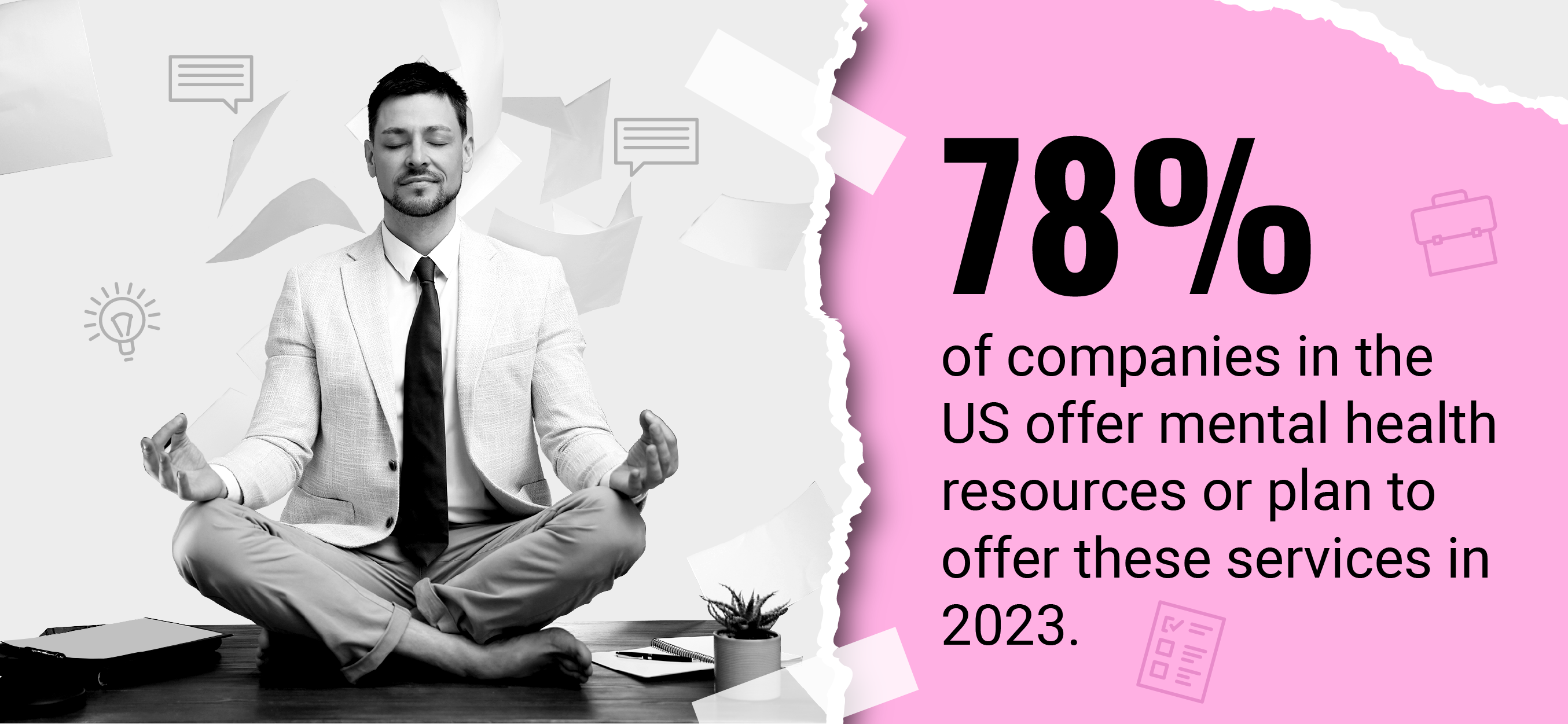 Call out text box saying 78% of US companies are offering mental health resources or planning to offer them in 2023.