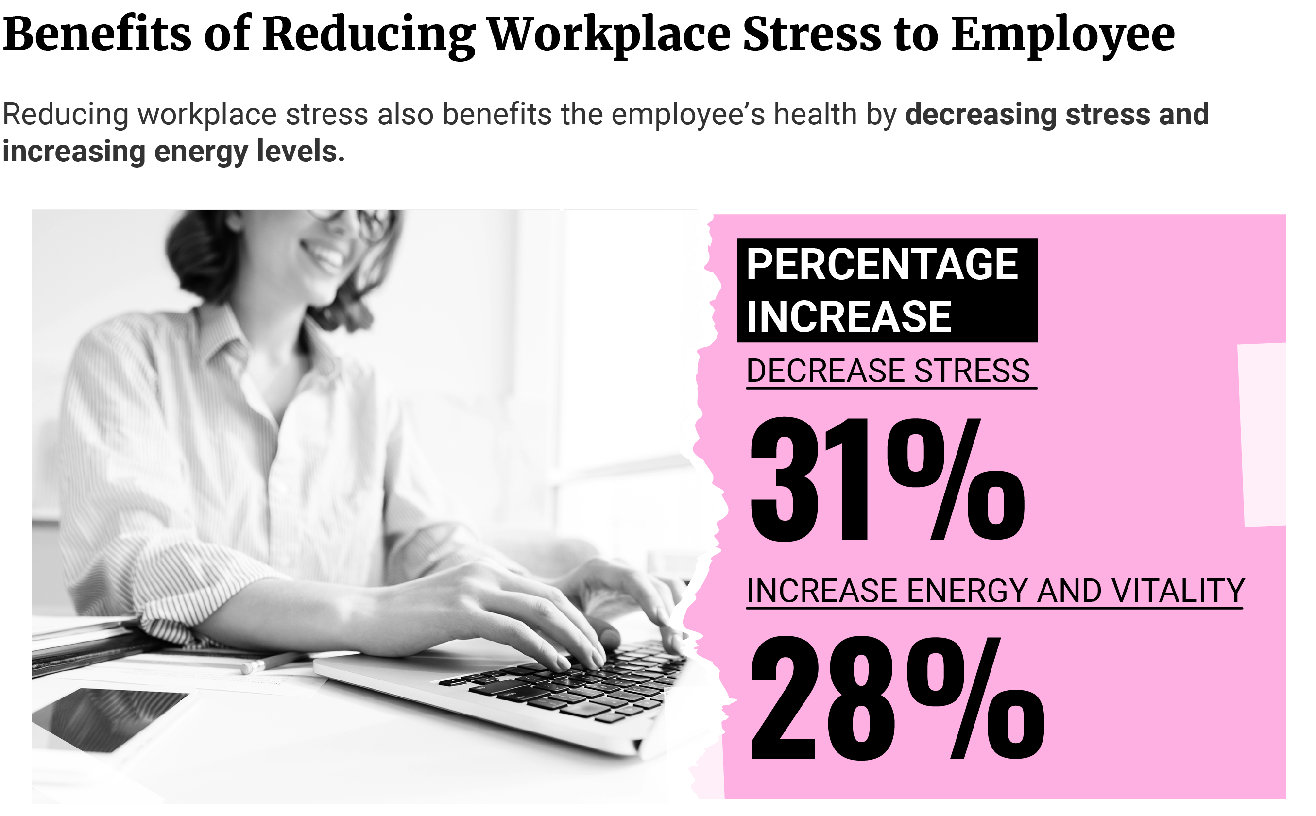 Call out text box showing the benefits of reducing workplace stress to the employee.