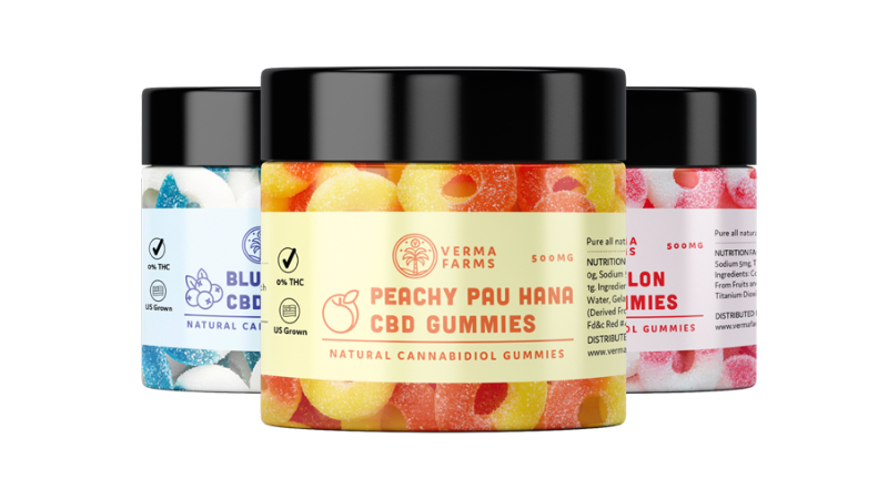 Verma Farms CBD Gummies Products on white background