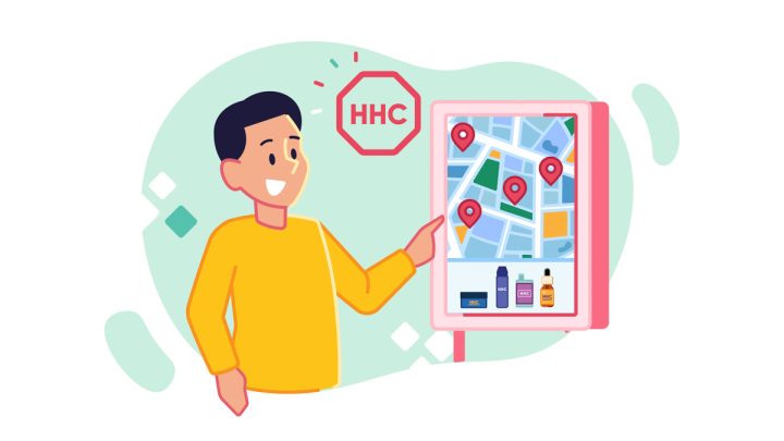 Illustration of a person looking for HHC products