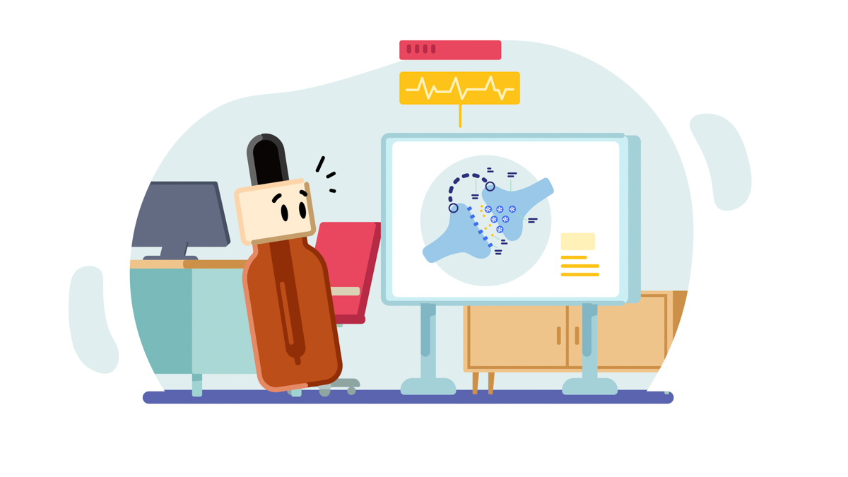 Illustration of CBD oil bottle looking at the endocannabinoid system and how it works?