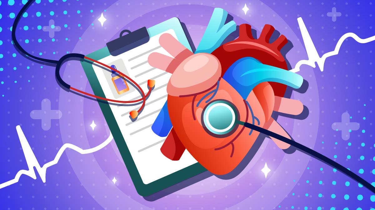 Illustration of a heart and a Stethoscope